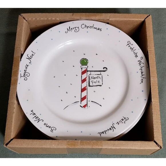 Cypress Home Christmas Dessert/Salad Plate Set~8.25"~Set of 4 - Picture 1 of 12